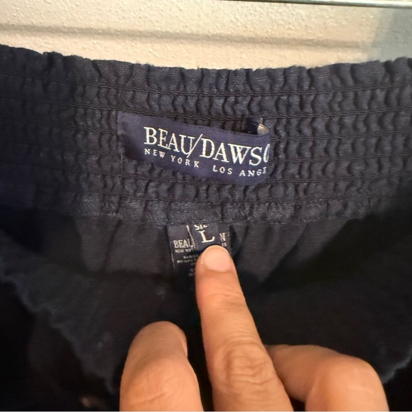 NWT Beau Dawson Women’s Navy Wide Leg Linen Pants Size L - Picture 3 of 10